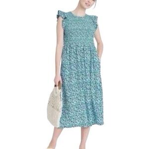 a new day Teal Floral Midi Dress